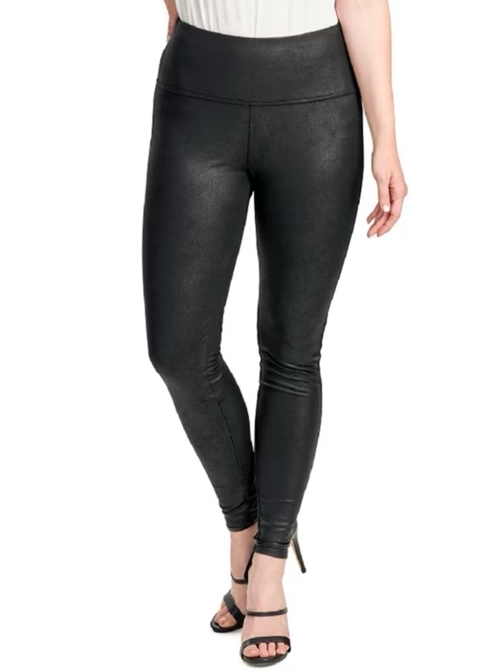 High-Rise Faux Leather Leggings in Black.